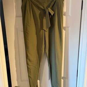 Grace Karin Olive Tie-Waist Cropped Pants